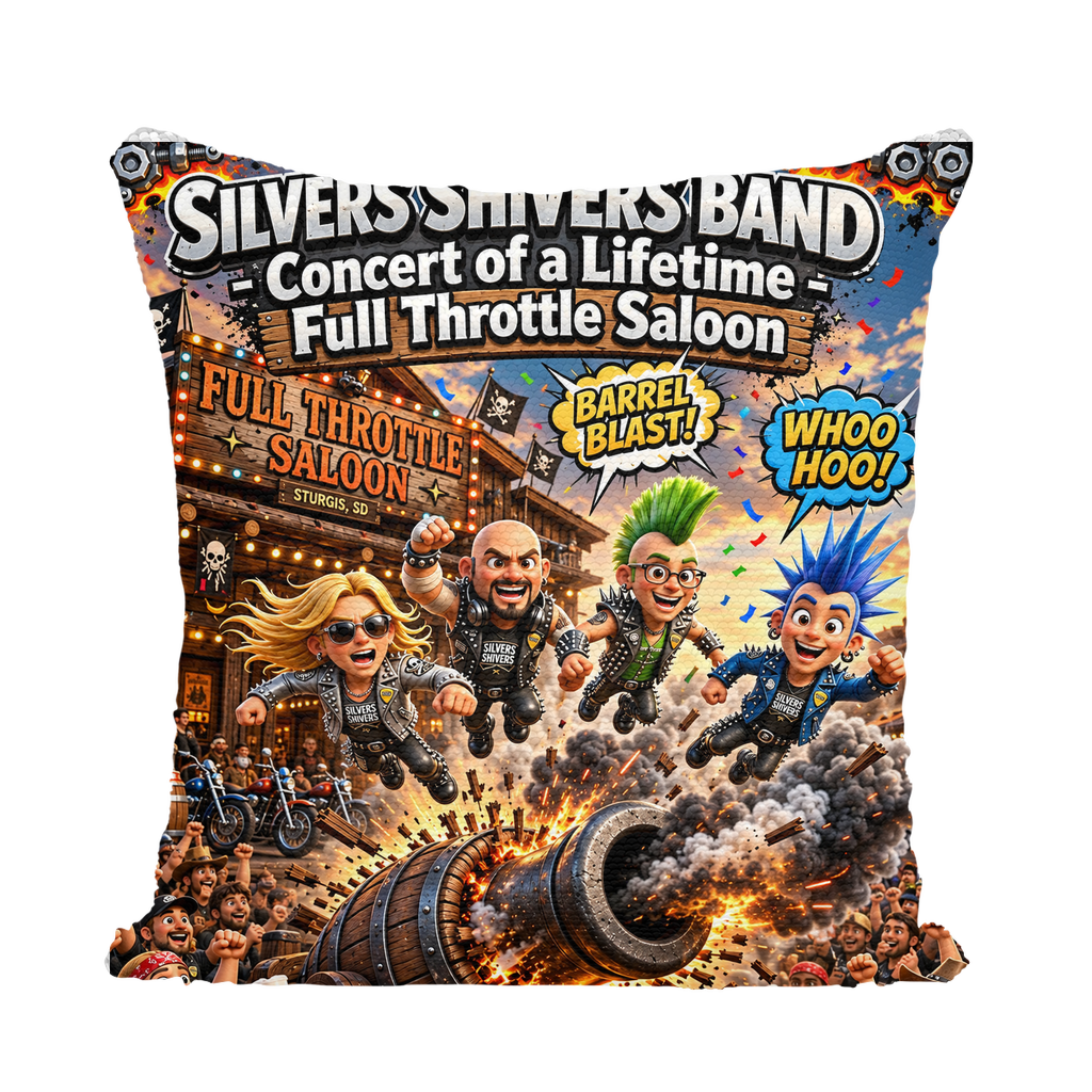 The Silver Shivers Band Sequin Cushion Cover