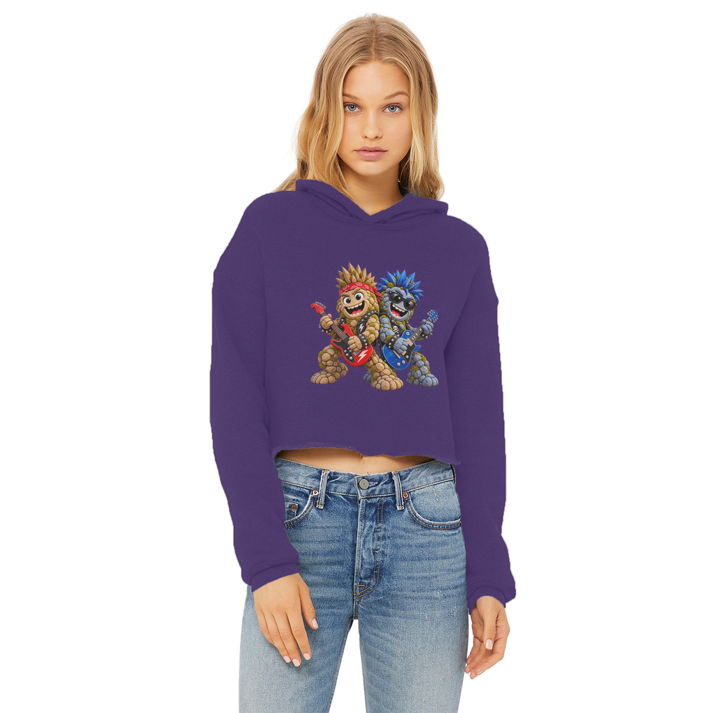 Falling Rocks COllection Ladies Cropped Raw Edge Hoodie