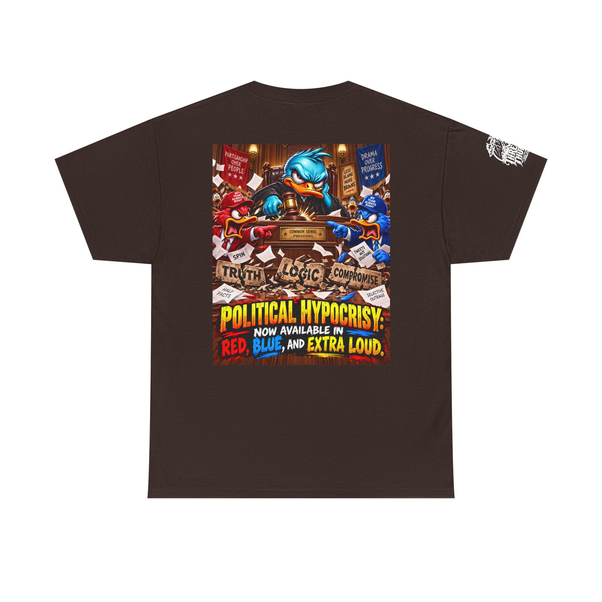 Political Hypocrisy — Red, Blue, and Extra Loud Back Graphic Tee
