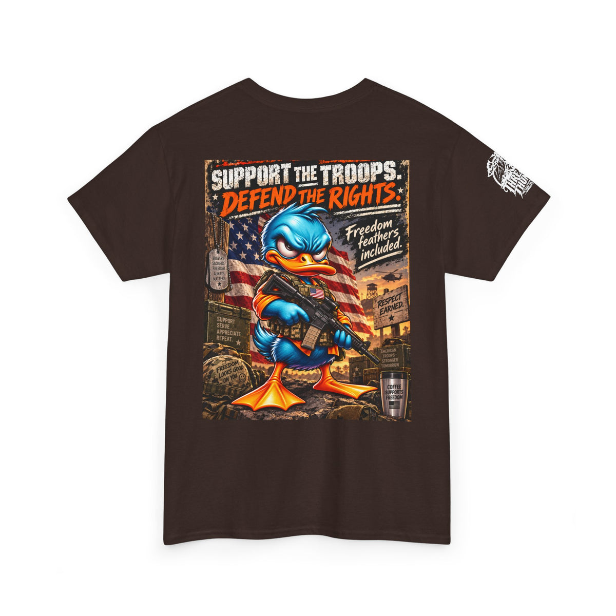 Support the Troops, Defend the Rights Back Graphic Tee
