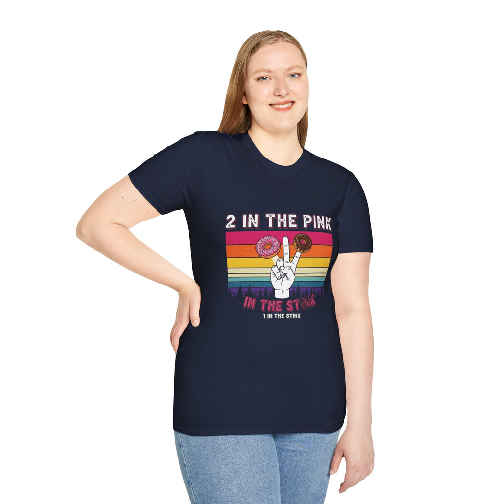 2 In The Pink Donut Peace Sign T‑Shirt — Retro Rainbow Dessert Graphic Tee