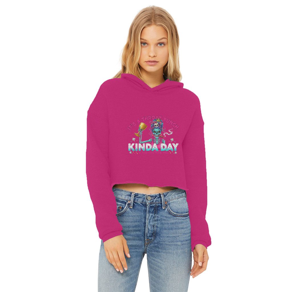 AOP Ladies Cropped Raw Edge Hoodie
