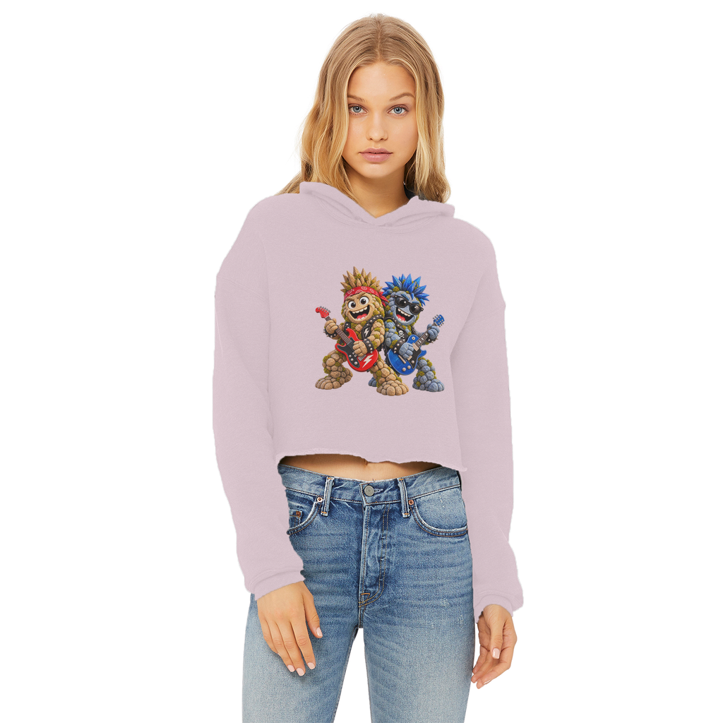 Falling Rocks COllection Ladies Cropped Raw Edge Hoodie