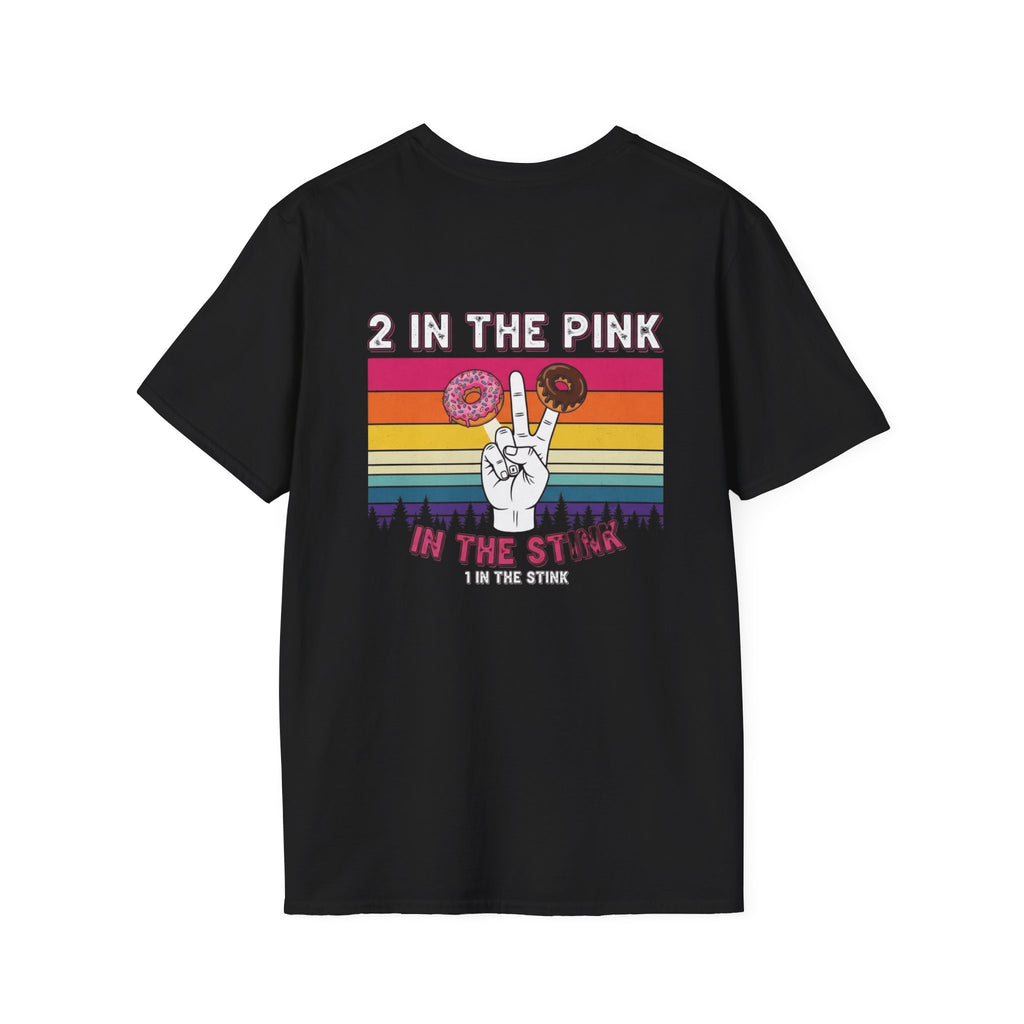 2 In The Pink Donut Peace Sign T‑Shirt — Retro Rainbow Dessert Graphic Tee