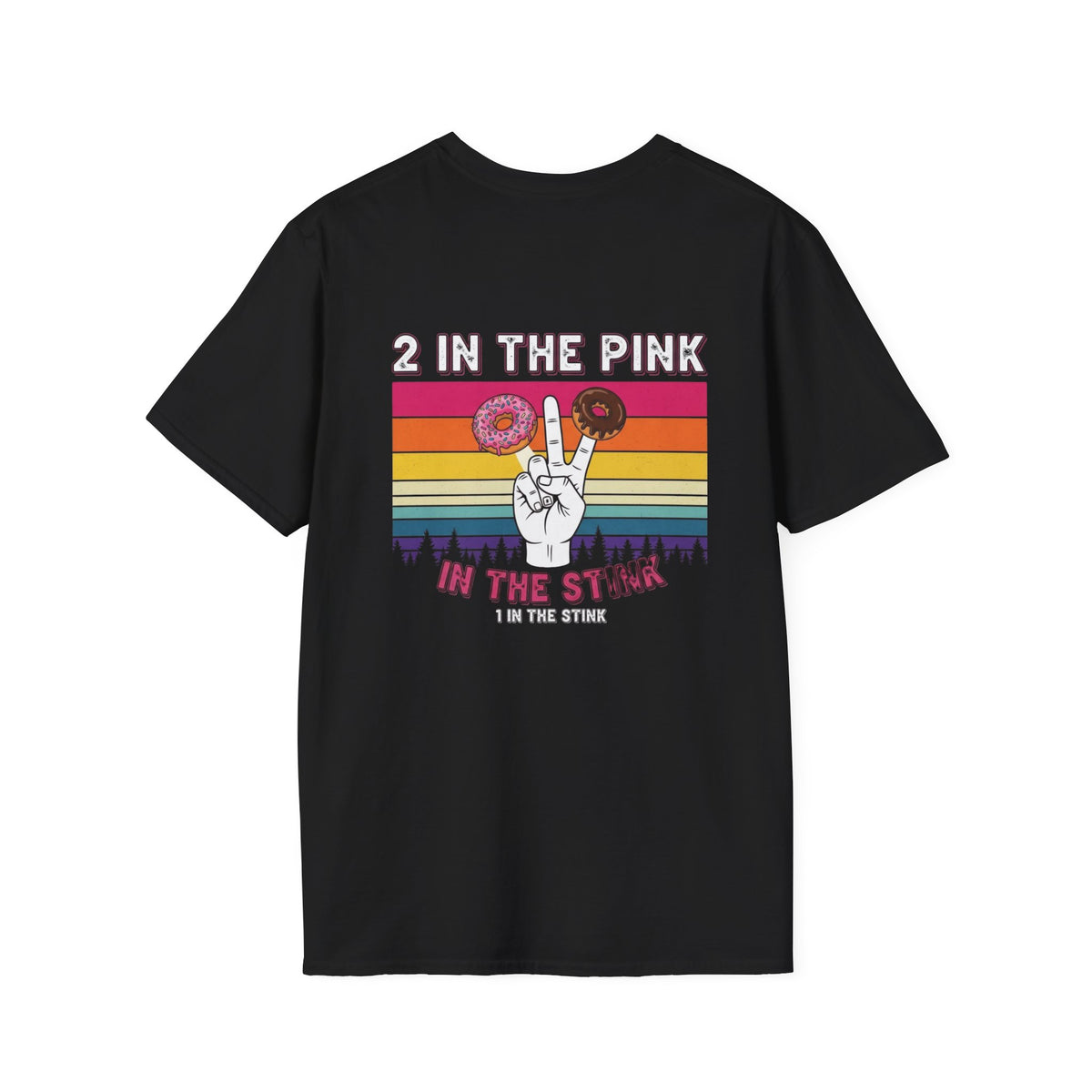 2 In The Pink Donut Peace Sign T‑Shirt — Retro Rainbow Dessert Graphic Tee