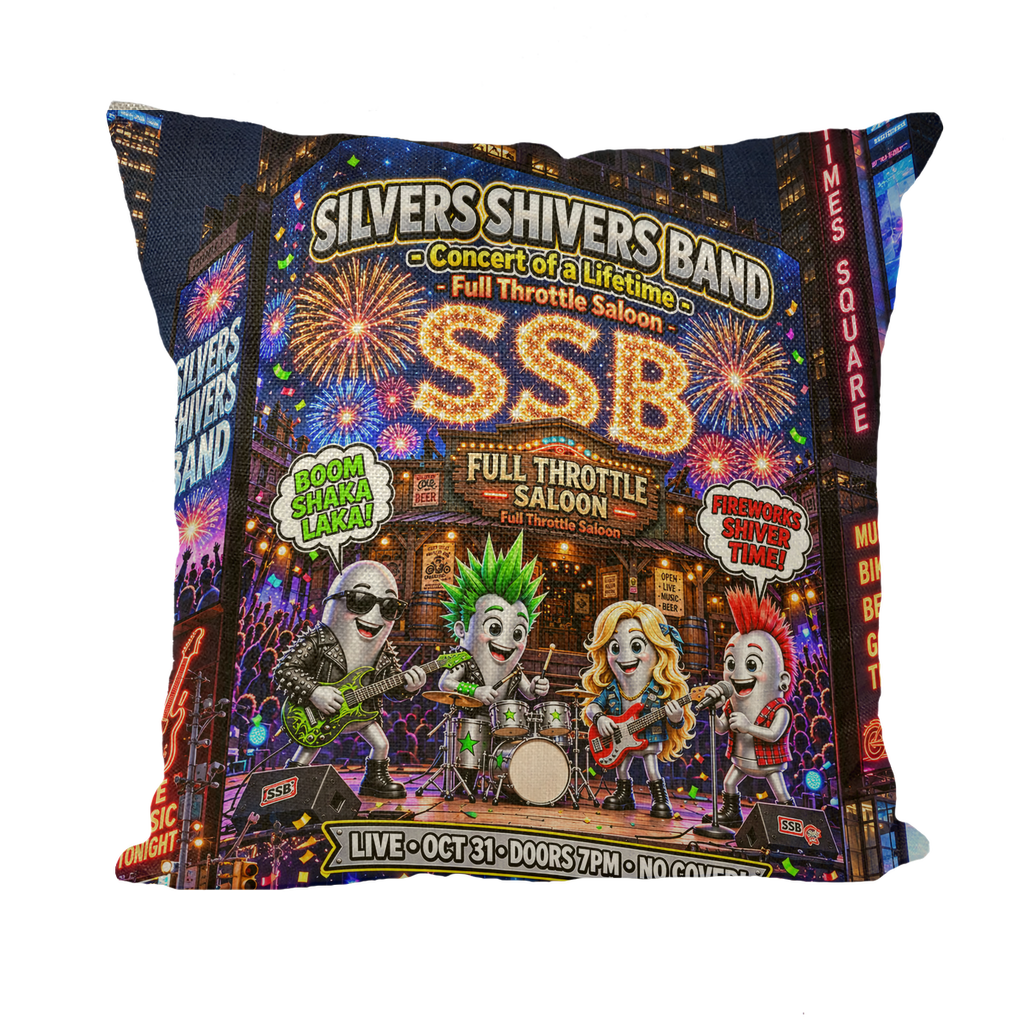 The Silver Shivers Band Throw Pillow with Insert