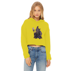 angry can man Ladies Cropped Raw Edge Hoodie