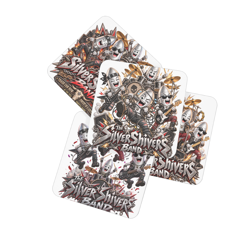 The Silver Shivers Band Hardboard Coaster Set of 4