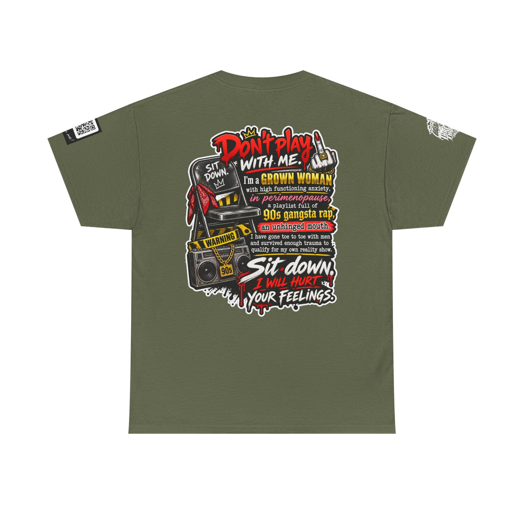 Grown Woman With Anxiety and 90s Gangsta Rap Back Graphic Tee