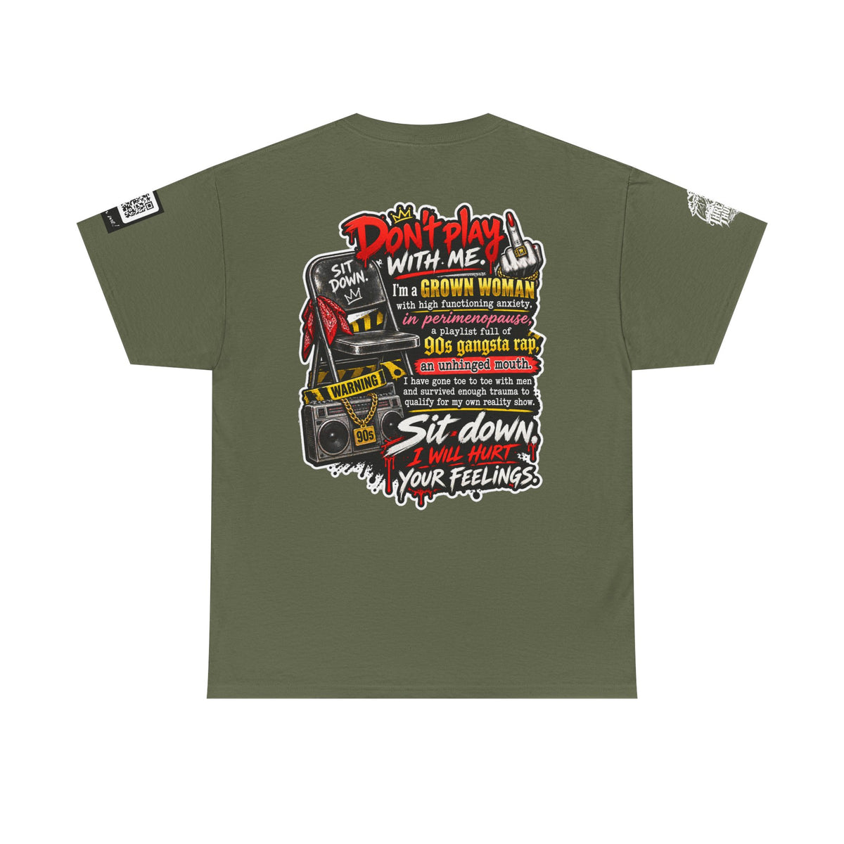 Grown Woman With Anxiety and 90s Gangsta Rap Back Graphic Tee