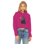 angry can man Ladies Cropped Raw Edge Hoodie