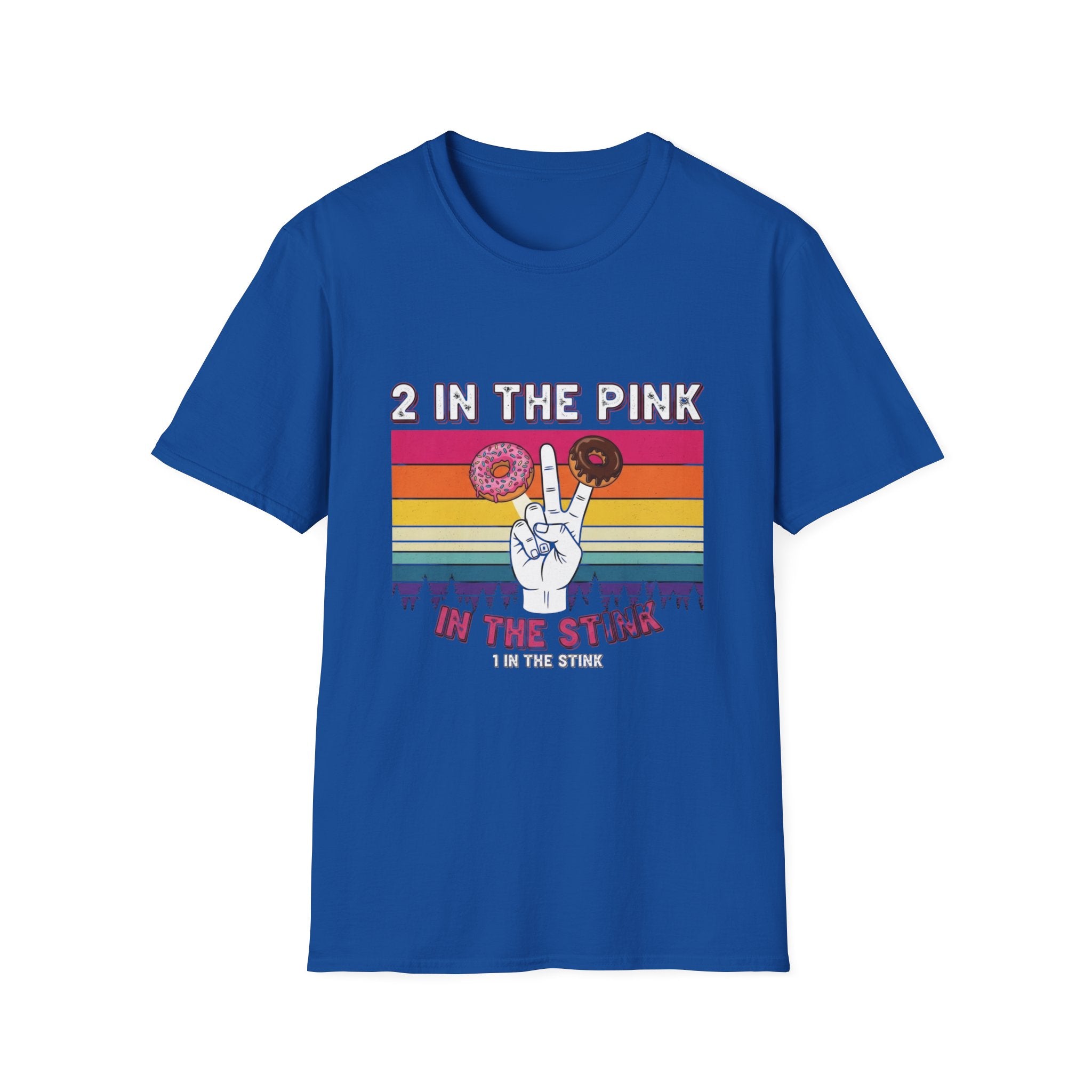 2 In The Pink Donut Peace Sign T‑Shirt — Retro Rainbow Dessert Graphic Tee