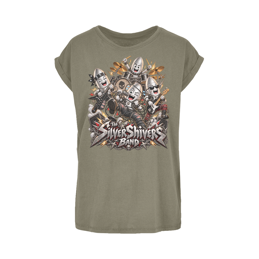 The Silver Shivers Band Women's Extended Shoulder T-Shirt XS-5XL