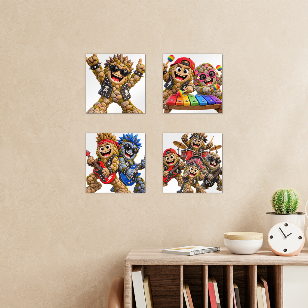 Falling Rocks Collection Square Wall Tiles Set of 4