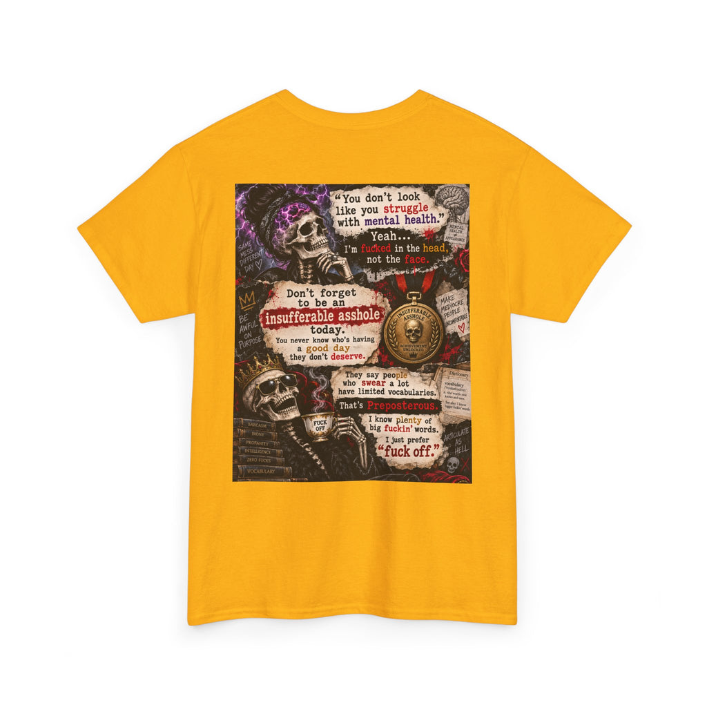Mental Health Awareness T-Shirt — Gothic Skull Collage with Encouraging Quotes
