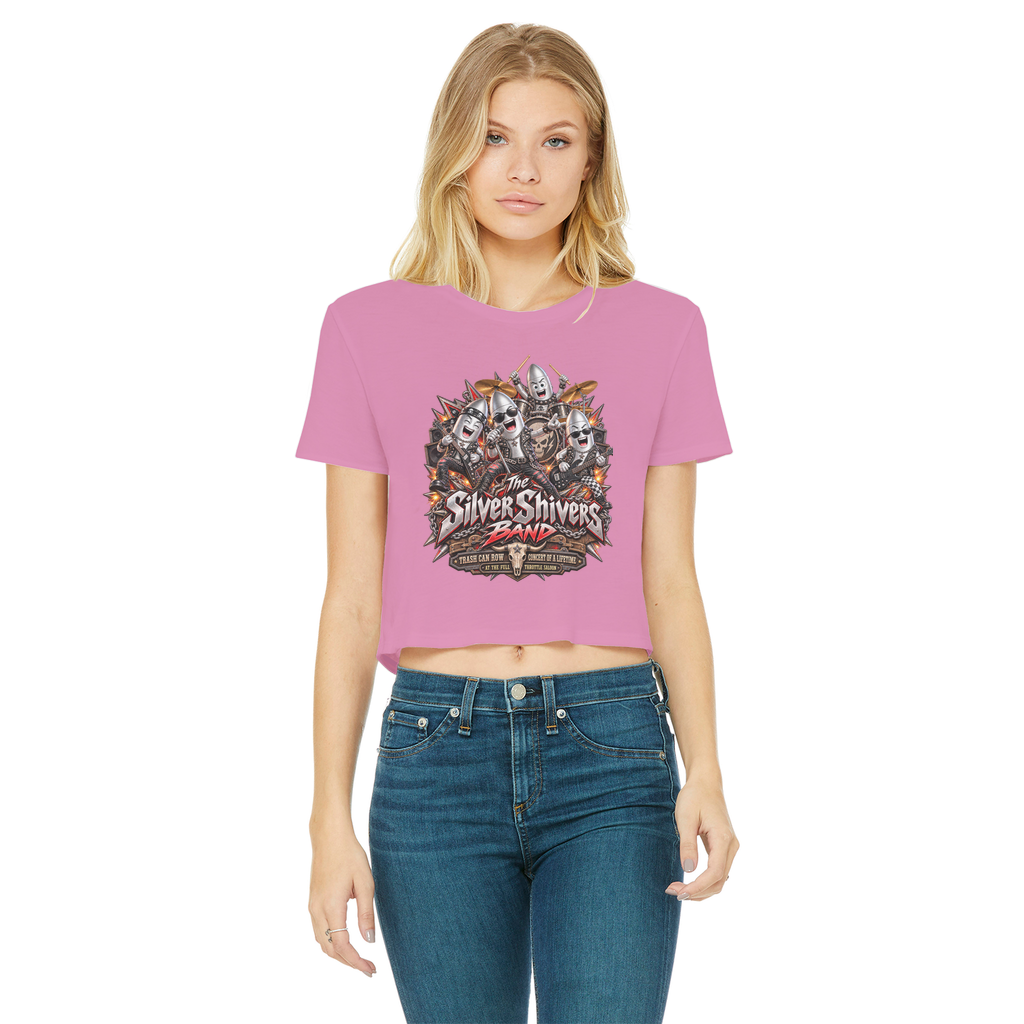 The Silver Shivers Band Classic Women's Cropped Raw Edge T-Shirt