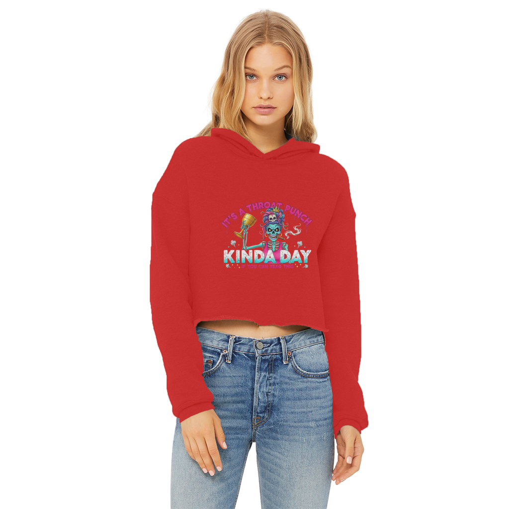 AOP Ladies Cropped Raw Edge Hoodie