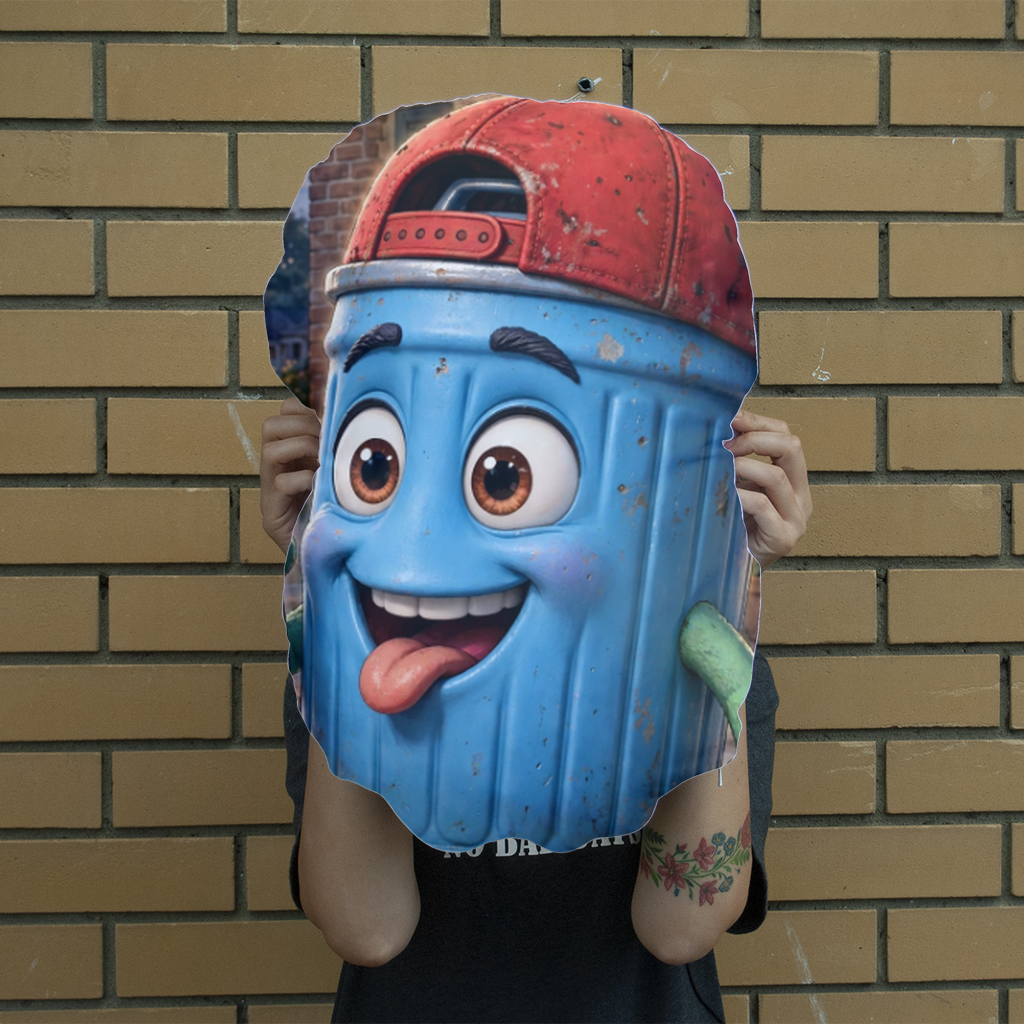 Trash Can Row Giant Face Cushion
