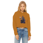 angry can man Ladies Cropped Raw Edge Hoodie