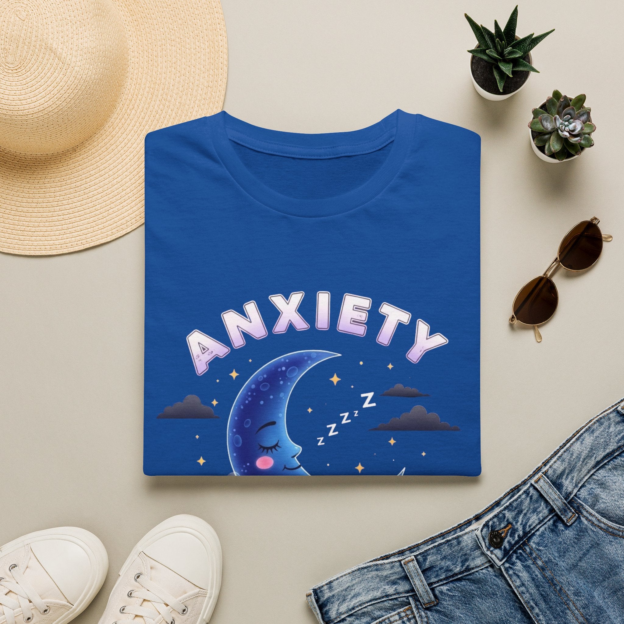 Anxiety Moon T-Shirt — 'Sleep Tight' Cute Moon & Stars Relaxation Tee