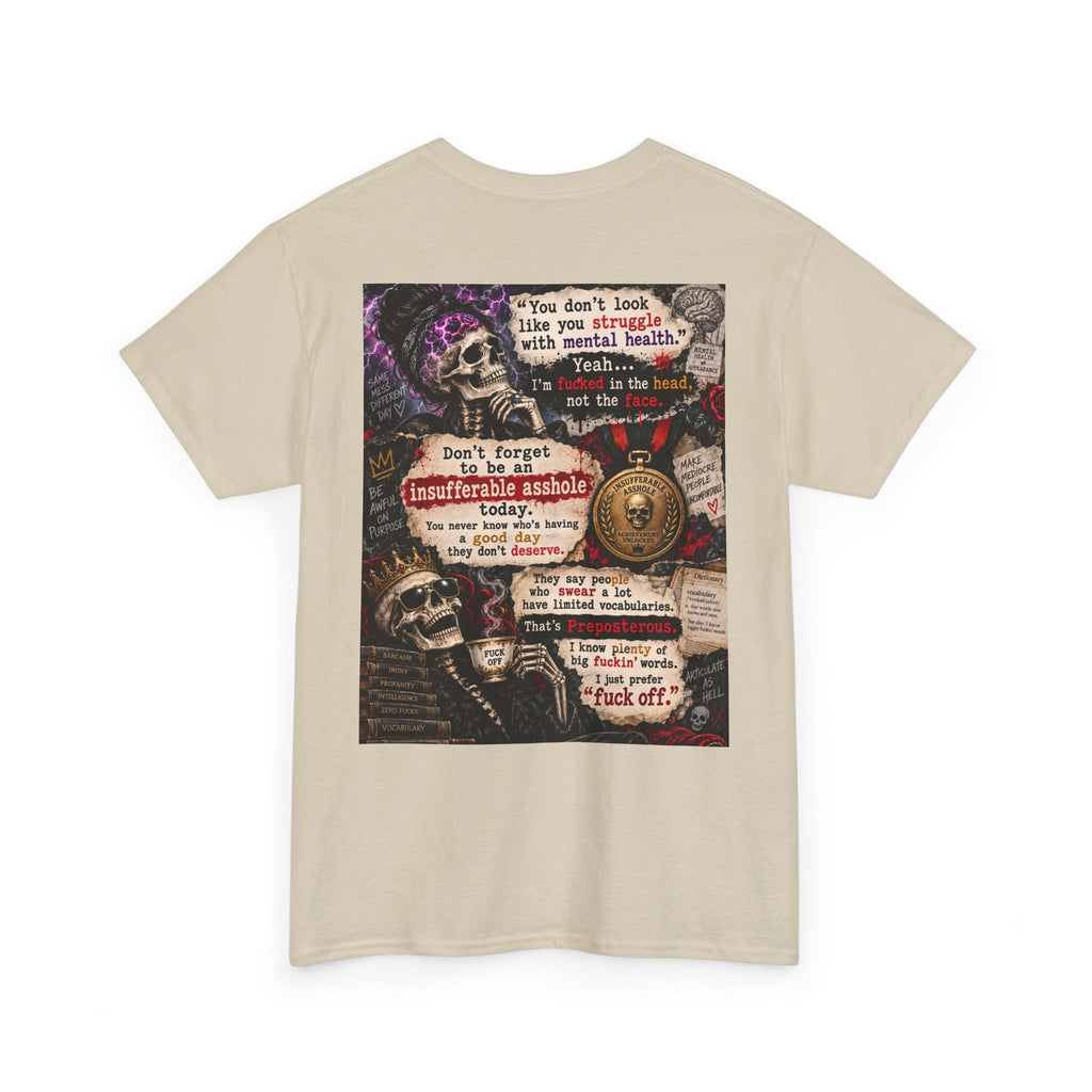 Mental Health Awareness T-Shirt — Gothic Skull Collage with Encouraging Quotes