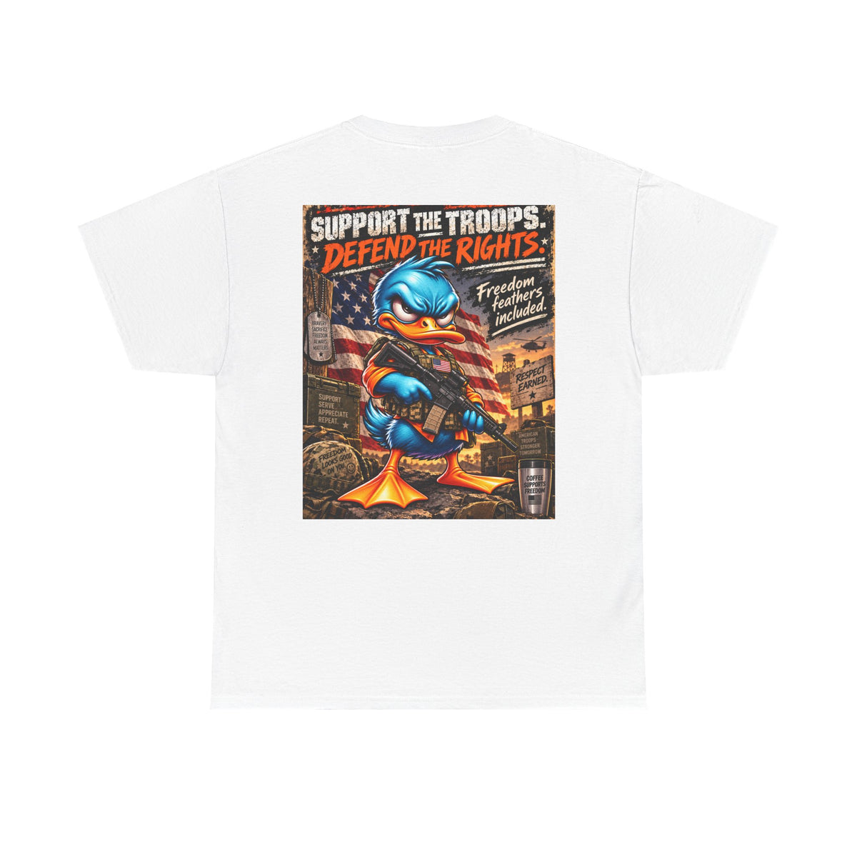 Support the Troops, Defend the Rights Back Graphic Tee