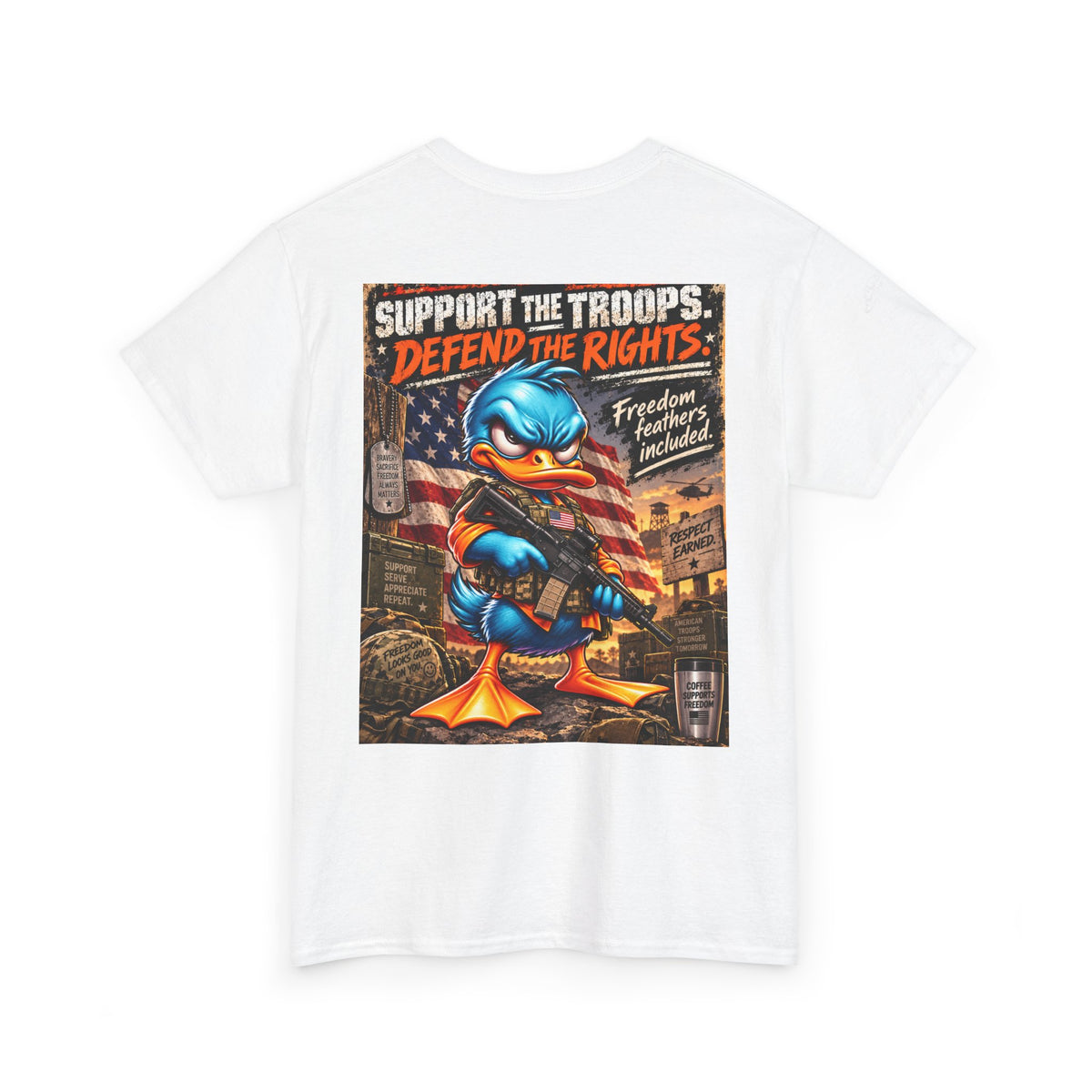 Support the Troops, Defend the Rights Back Graphic Tee