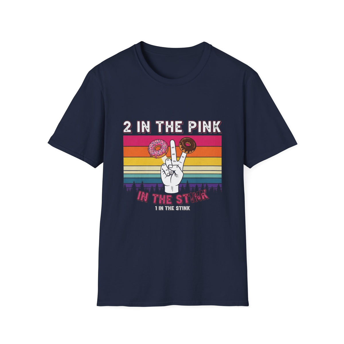 2 In The Pink Donut Peace Sign T‑Shirt — Retro Rainbow Dessert Graphic Tee