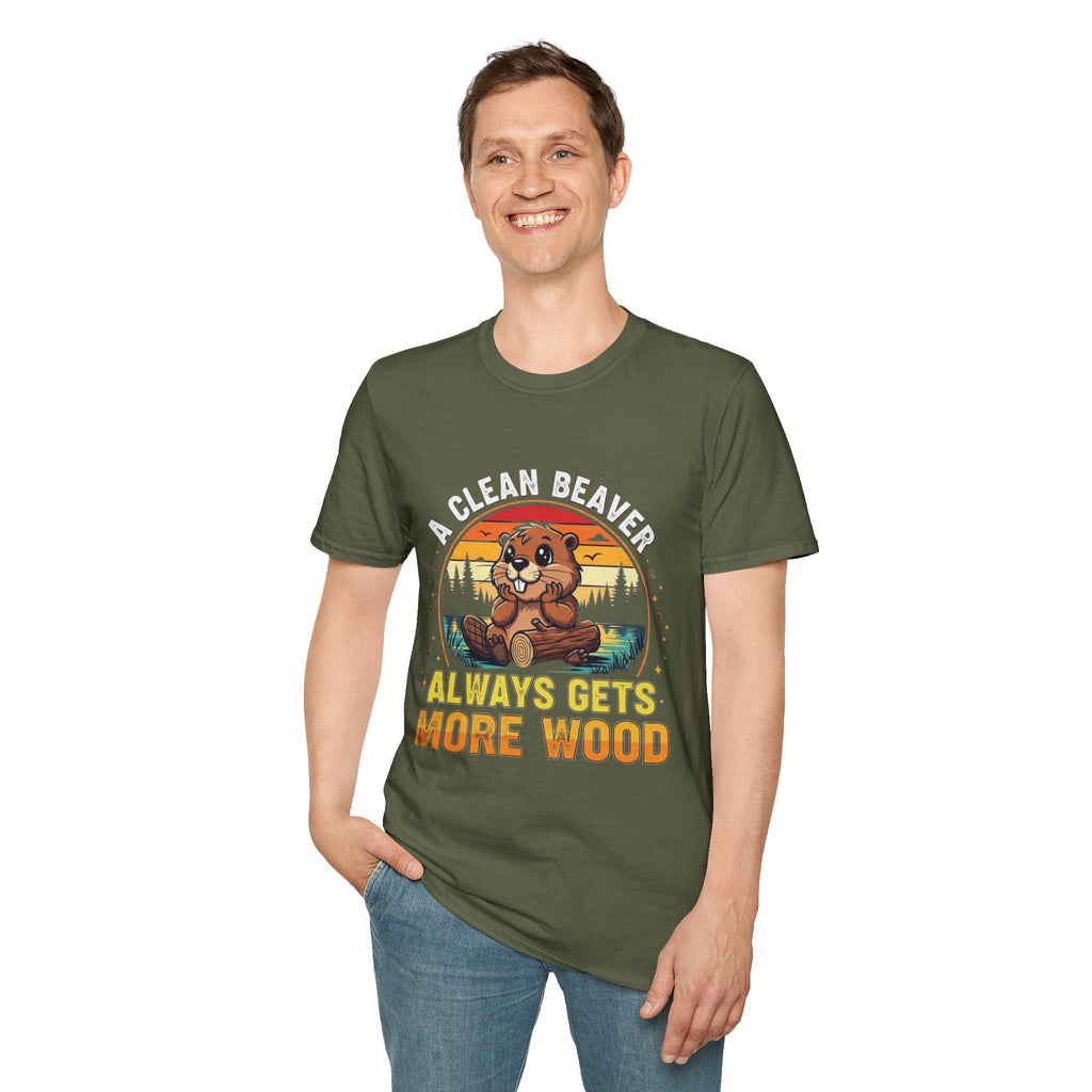 A Clean Beaver T-Shirt — "A Clean Beaver Always Gets More Wood" Retro Graphic Tee