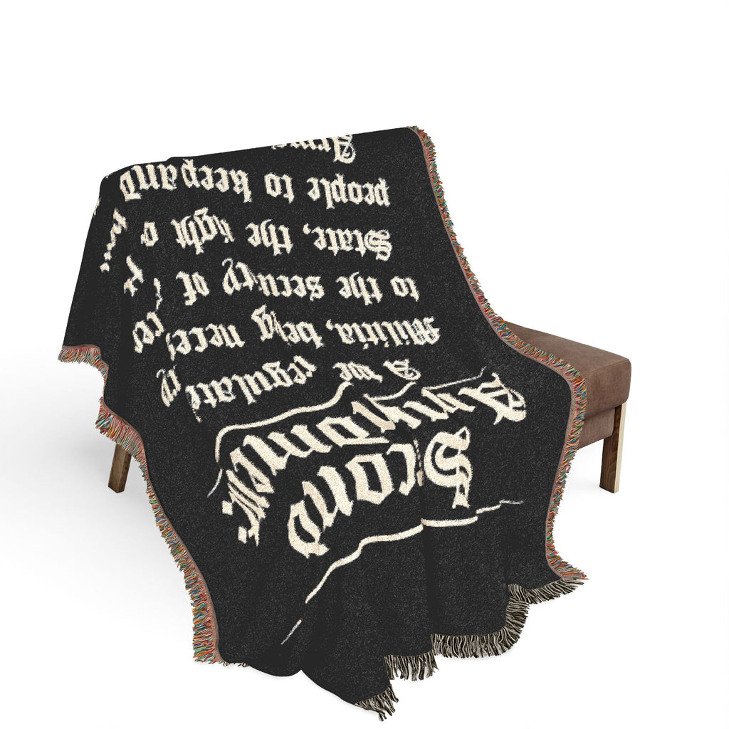 Second Amendment Woven Blanket — Rustic Constitution Quote Throw