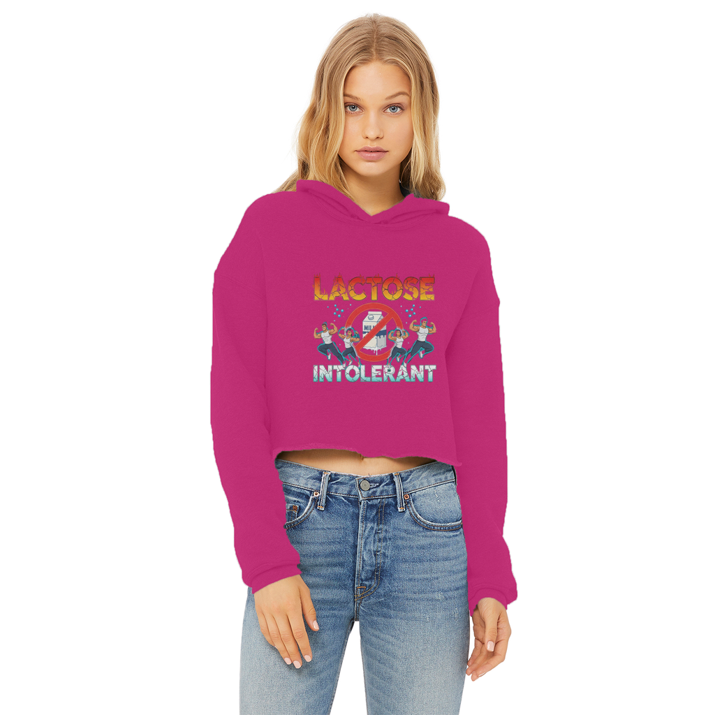 AOB Ladies Cropped Raw Edge Hoodie