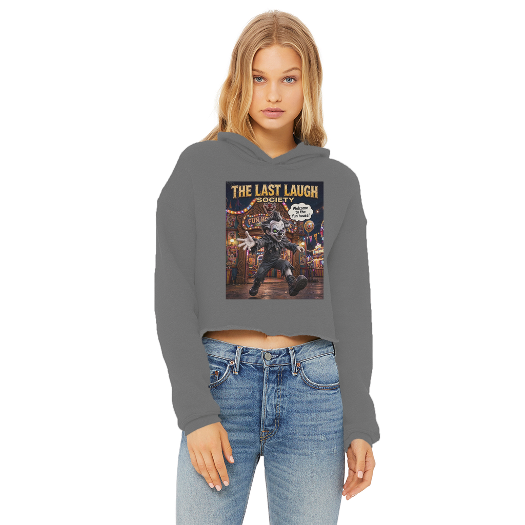 The Last Laugh Society Ladies Cropped Raw Edge Hoodie