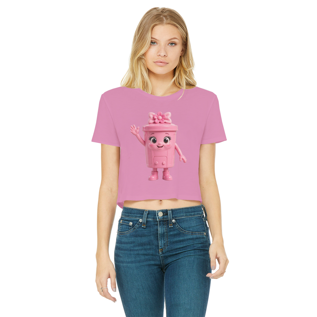Trash Can Row – Classic Women's Cropped Raw Edge T-Shirt