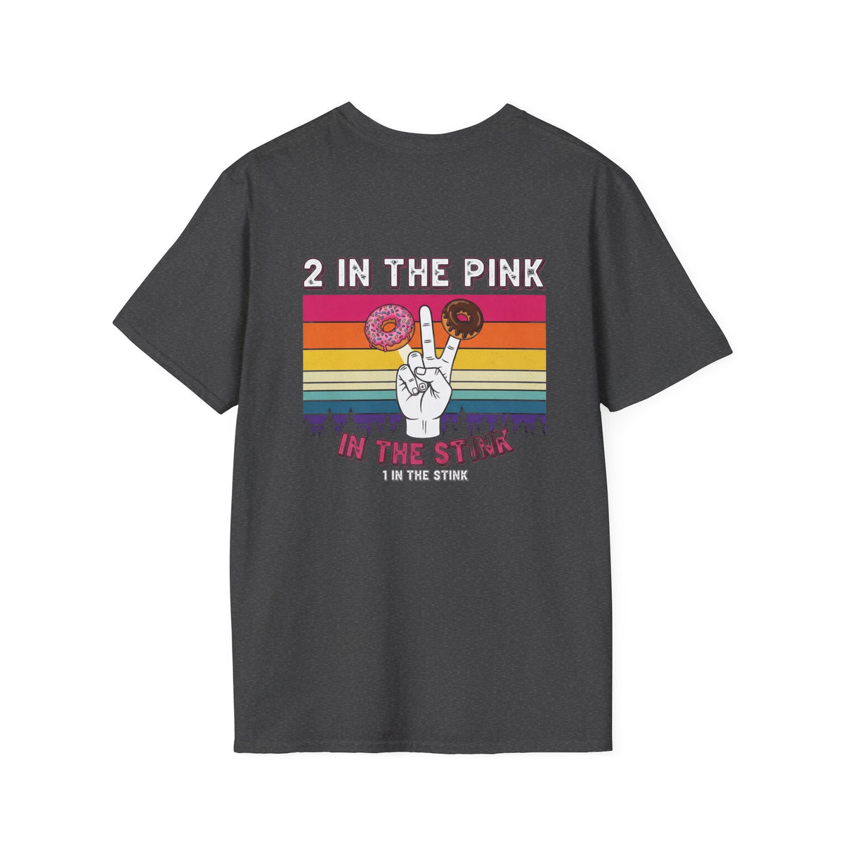 2 In The Pink Donut Peace Sign T‑Shirt — Retro Rainbow Dessert Graphic Tee