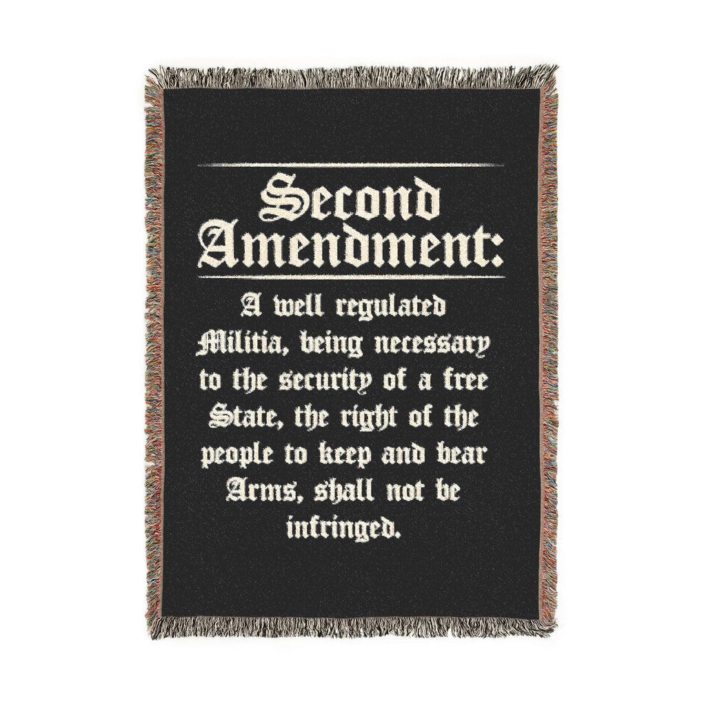 Second Amendment Woven Blanket — Rustic Constitution Quote Throw