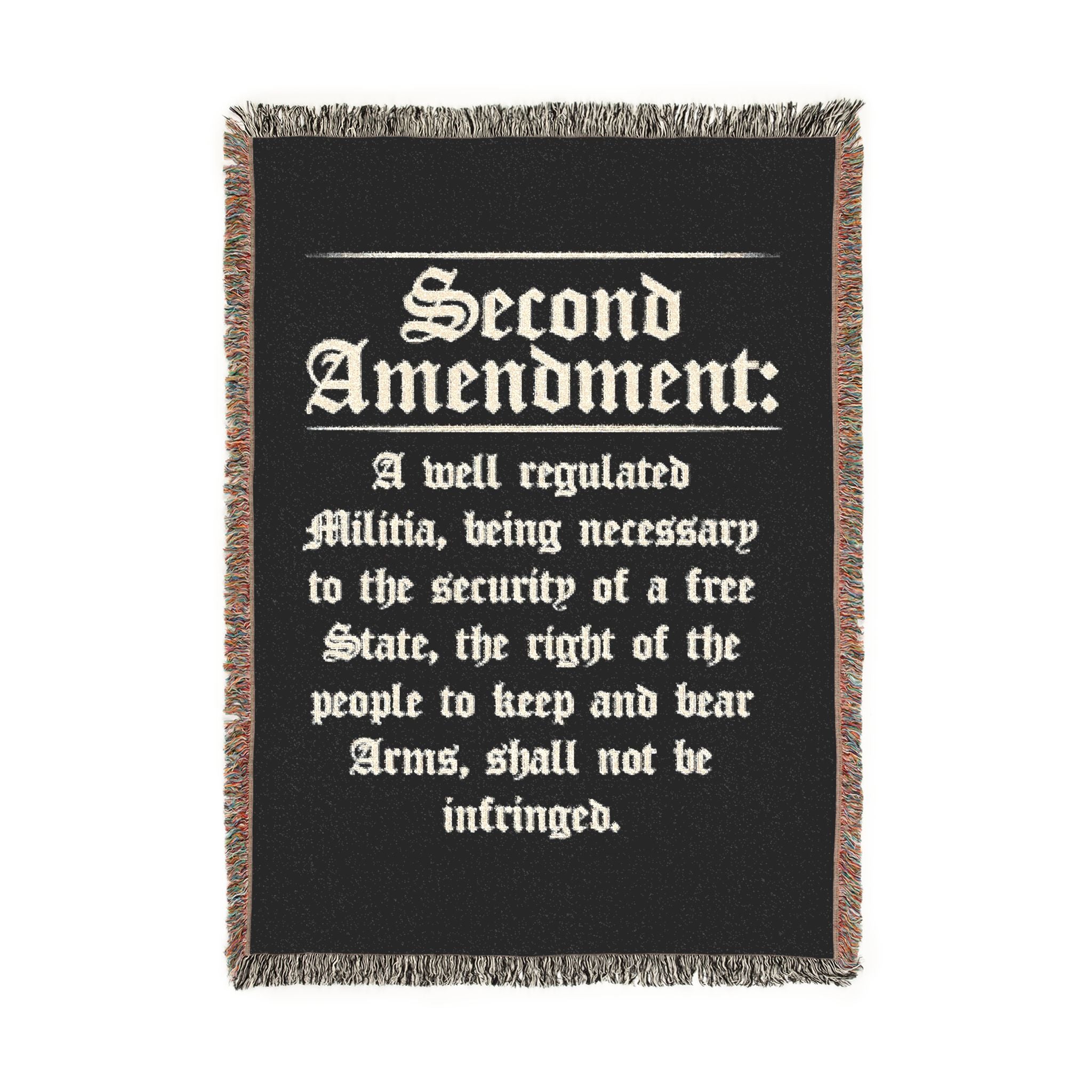 Second Amendment Woven Blanket — Rustic Constitution Quote Throw