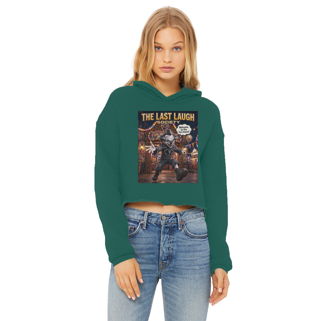 The Last Laugh Society Ladies Cropped Raw Edge Hoodie