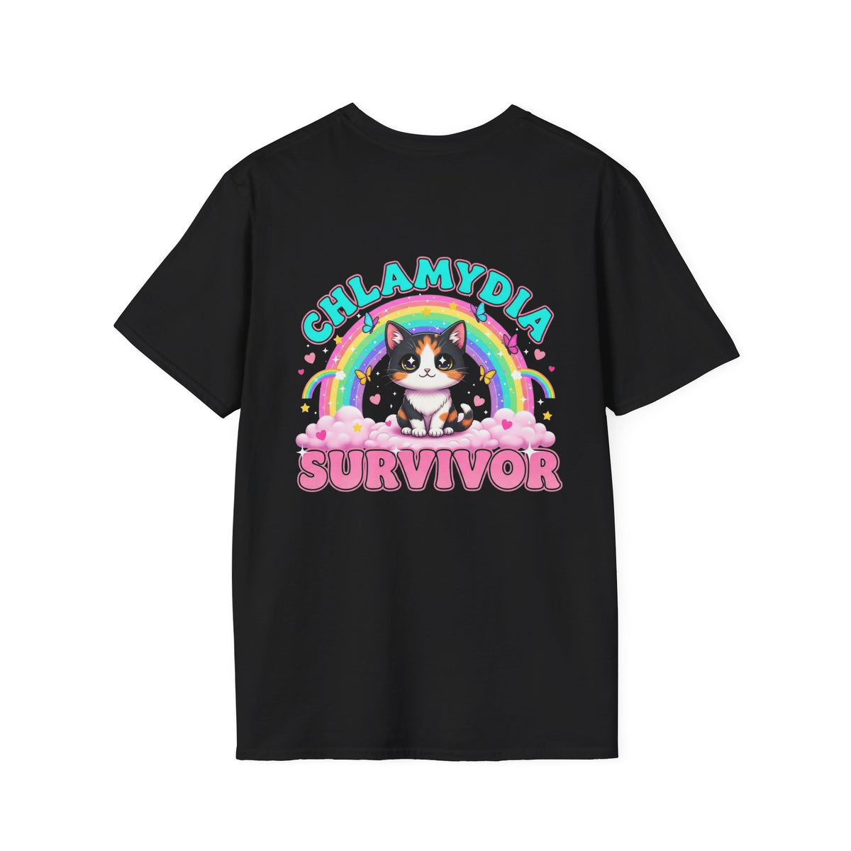 Chlamydia Survivor Cat T-Shirt — Cute Rainbow Calico Tee