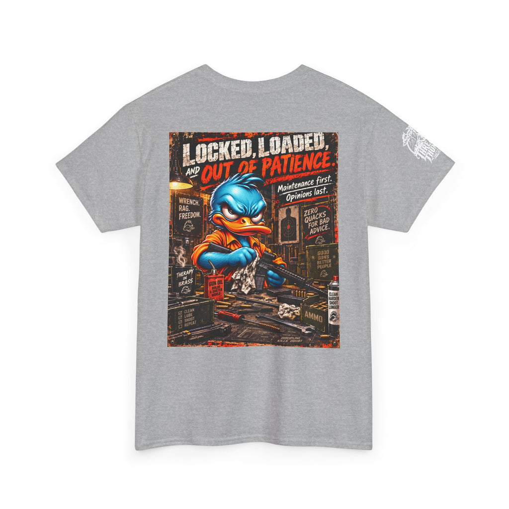 Locked, Loaded, and Out of Patience Back Graphic Tee