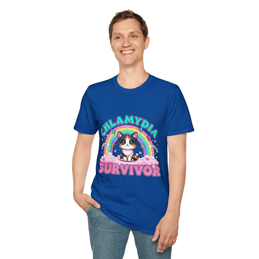 Chlamydia Survivor Cat T-Shirt — Cute Rainbow Calico Tee