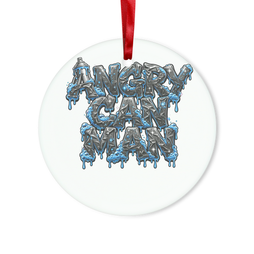 ANGRY CAN MAN 2.0 Glass Hanging Ornament