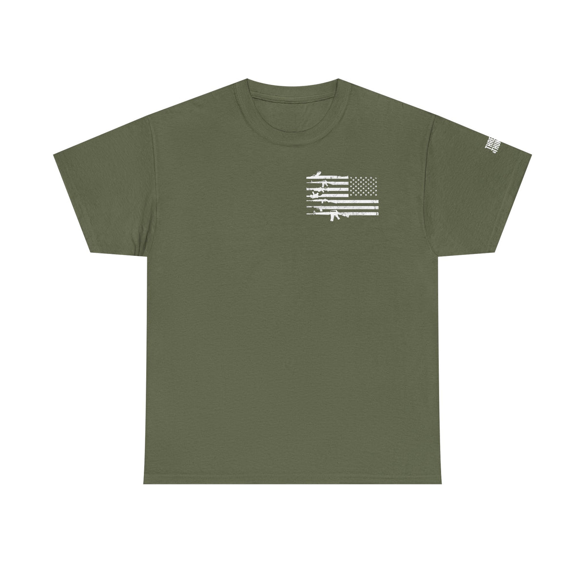 T-Shirt — 'Show No Mercy' Tactical Skull American Flag Tee