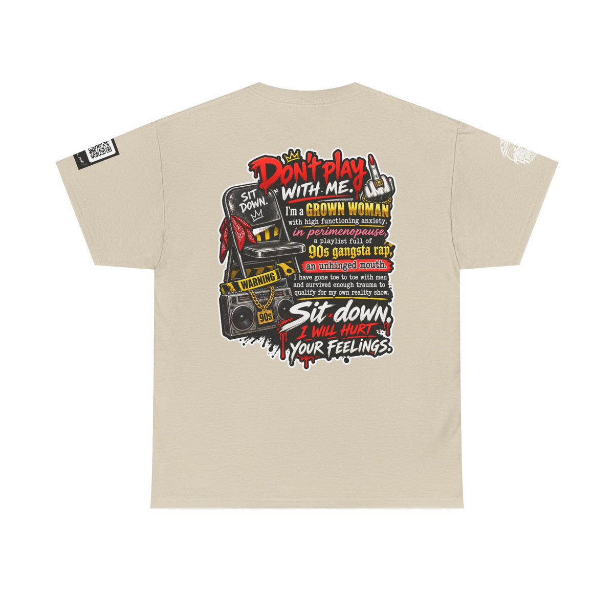 Grown Woman With Anxiety and 90s Gangsta Rap Back Graphic Tee