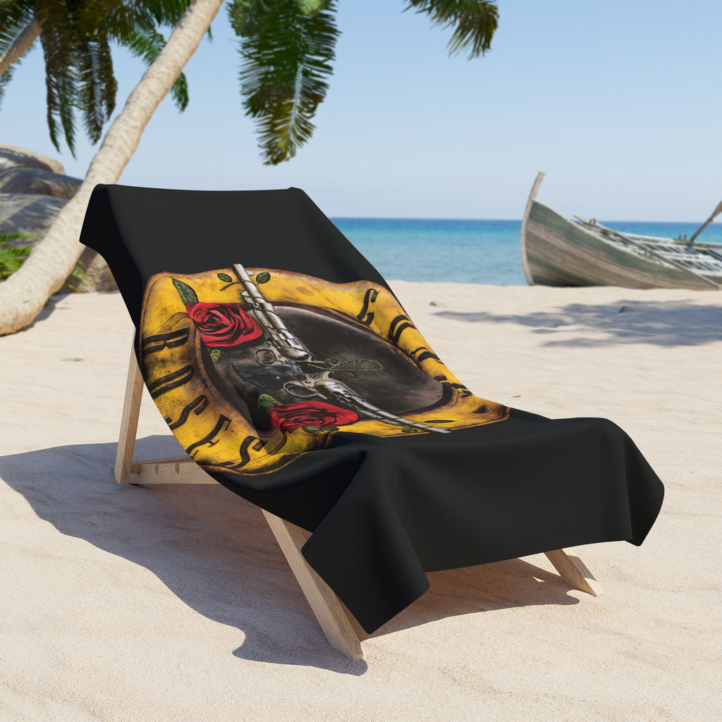 G AND R Skull & Roses Beach Towel