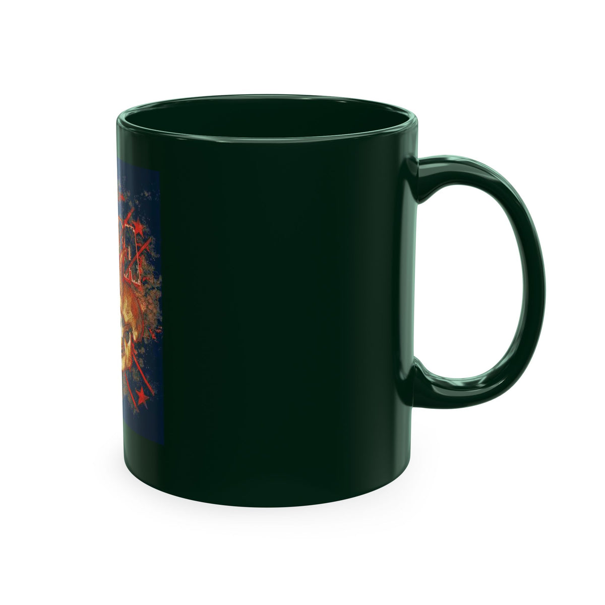 Skull Clash Ceramic Mug — Vintage Rock Tattoo Coffee Cup