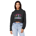 AOP Cropped Raw Edge Boyfriend Hoodie