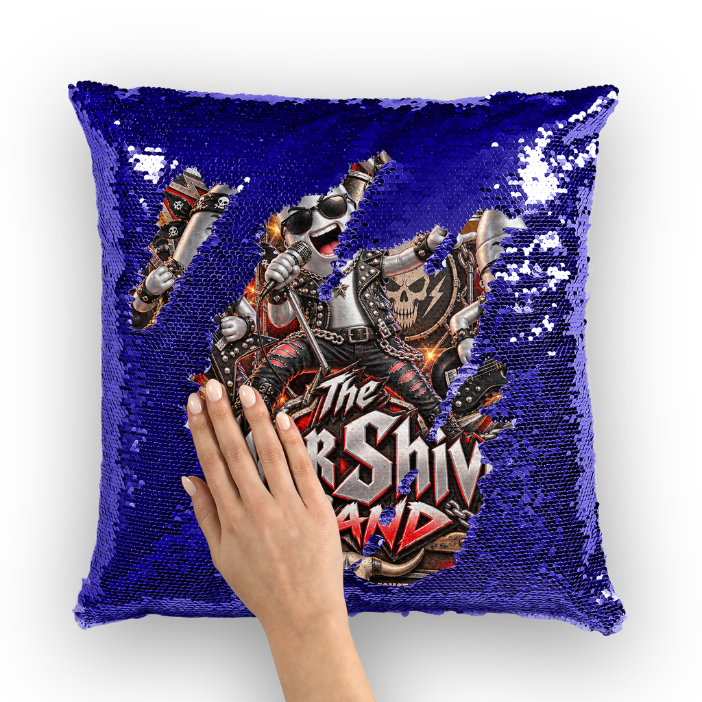 The Silver Shivers Band Sequin Cushion Cover
