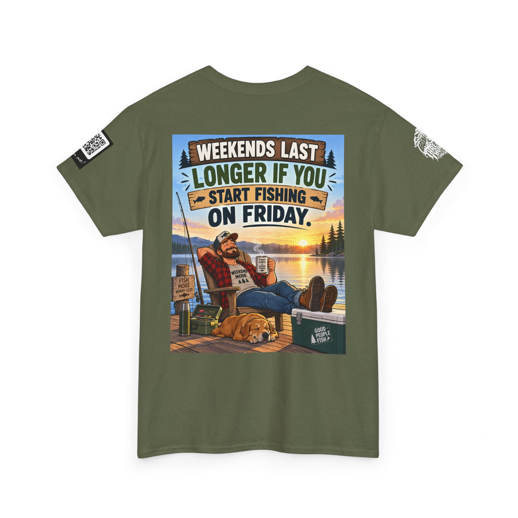Weekends Last Longer When You Start Fishing Friday Back Graphic Tee