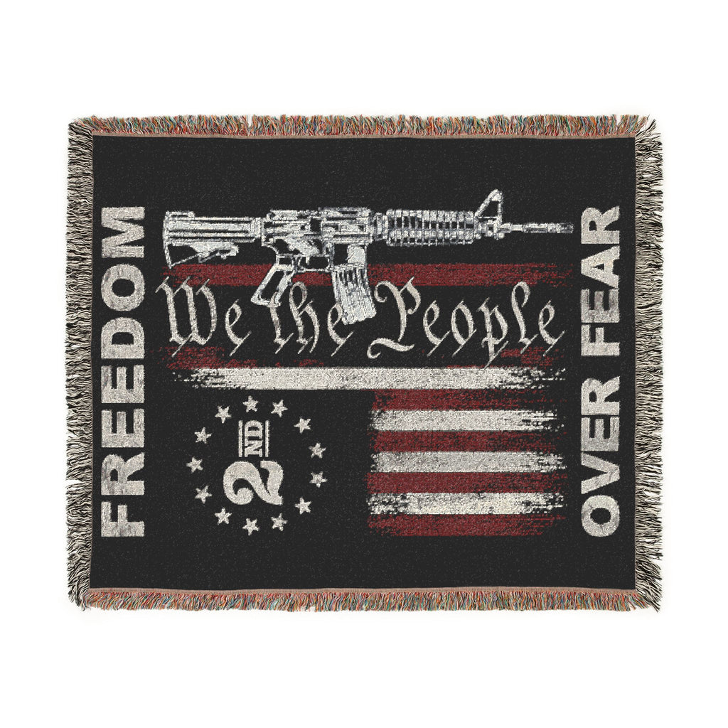 Freedom Over Fear Woven Blanket — "We The People" 2A Flag Throw