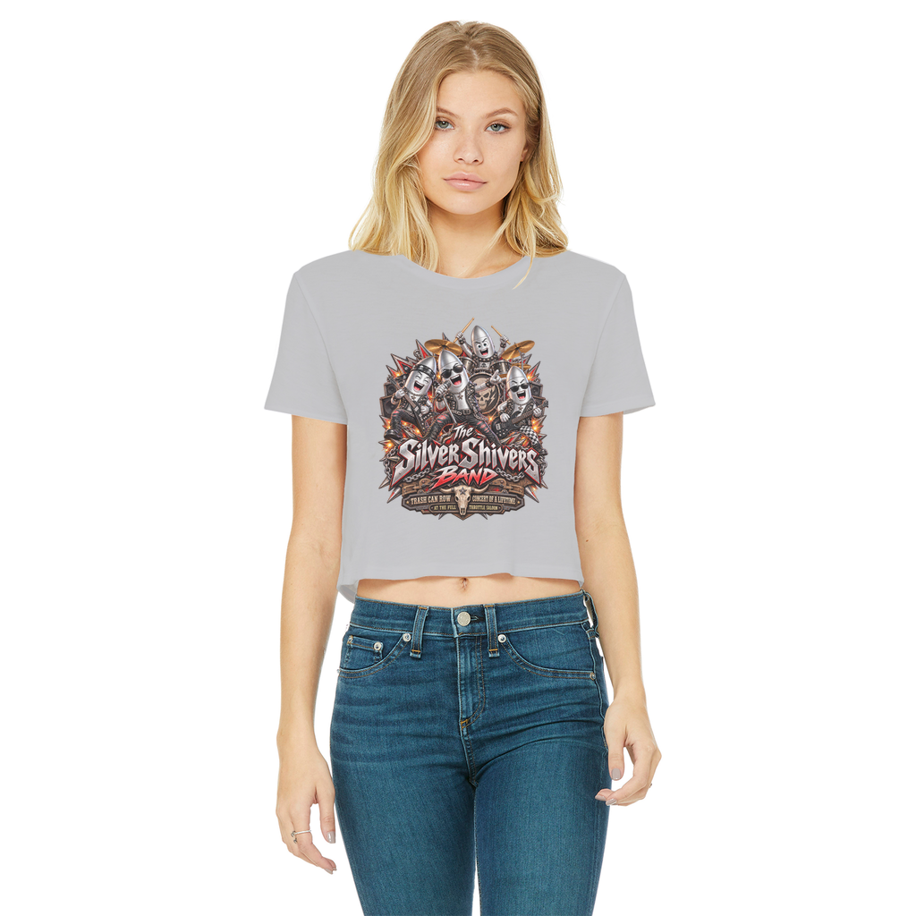 The Silver Shivers Band Classic Women's Cropped Raw Edge T-Shirt